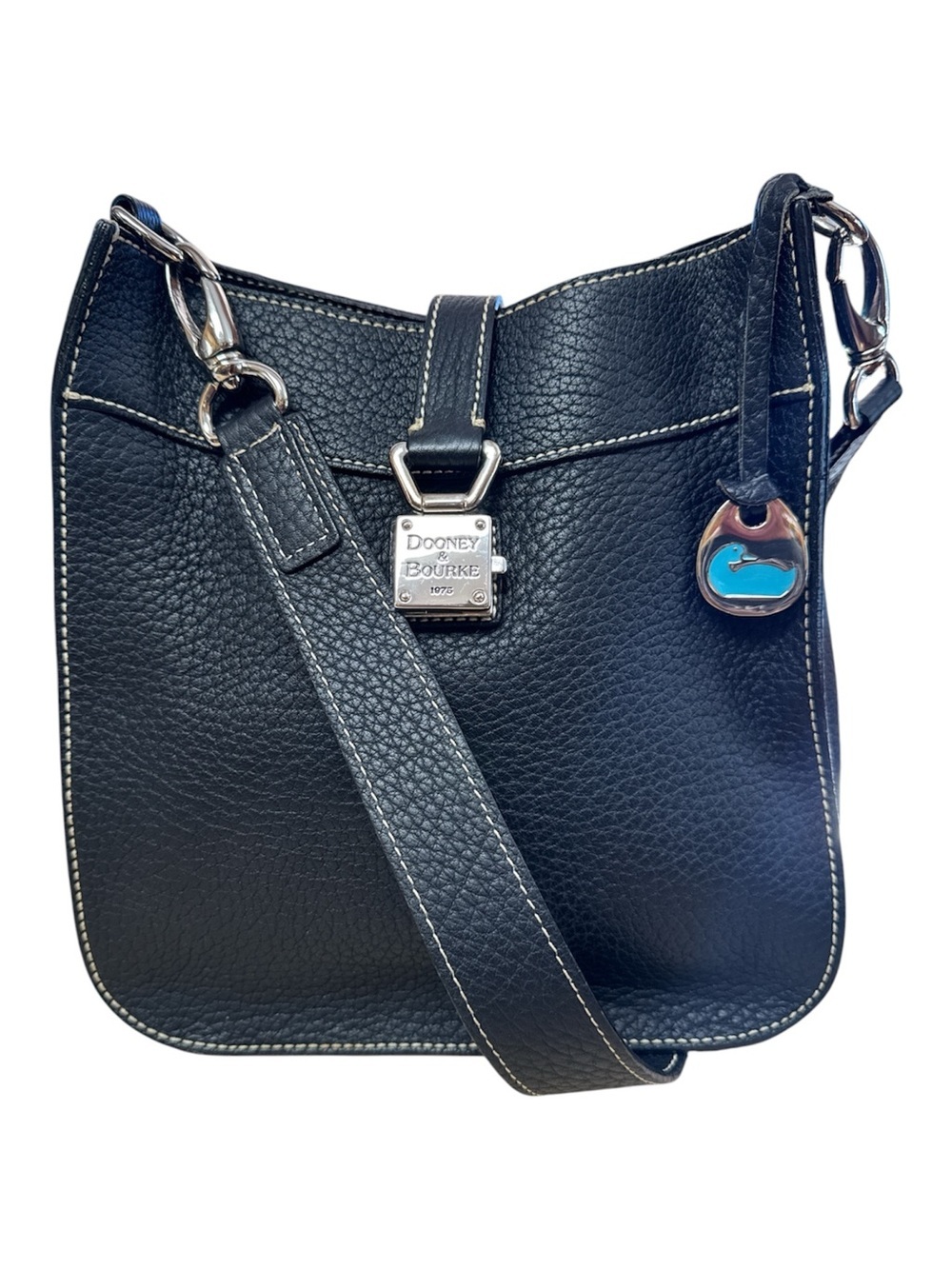 Dooney & Bourke Black pebble grain Leather Shoulder Bag VTG 9x9x4”